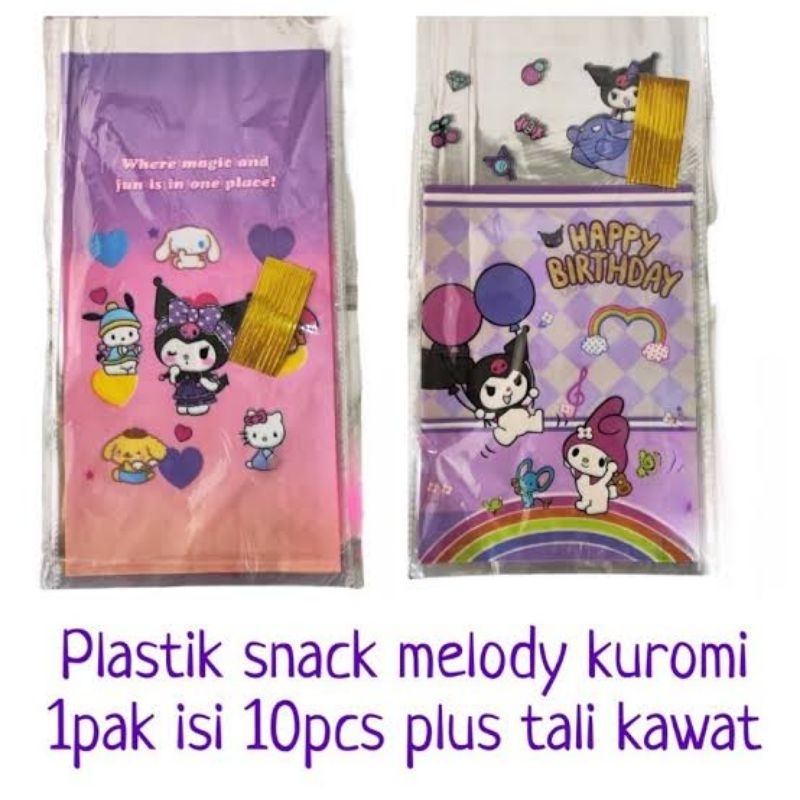 

Plastik Bingkisan Snack Ulang Tahun Anak Kuromi Melody Kantong Pesta Ultah Sanrio 20x40cm UK. S 10pc
