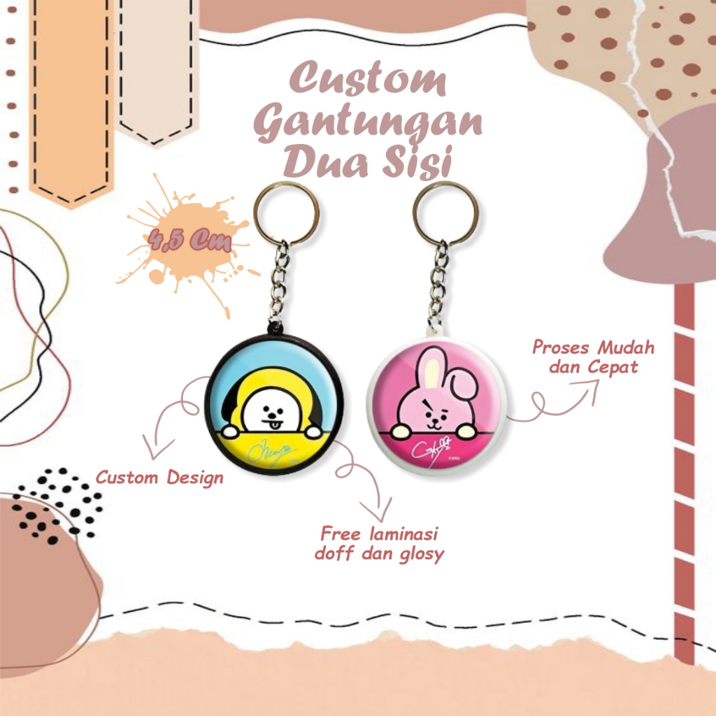 GANTUNGAN KUNCI FOTO BULAT CUSTOM 2 SISI 4,5 CM