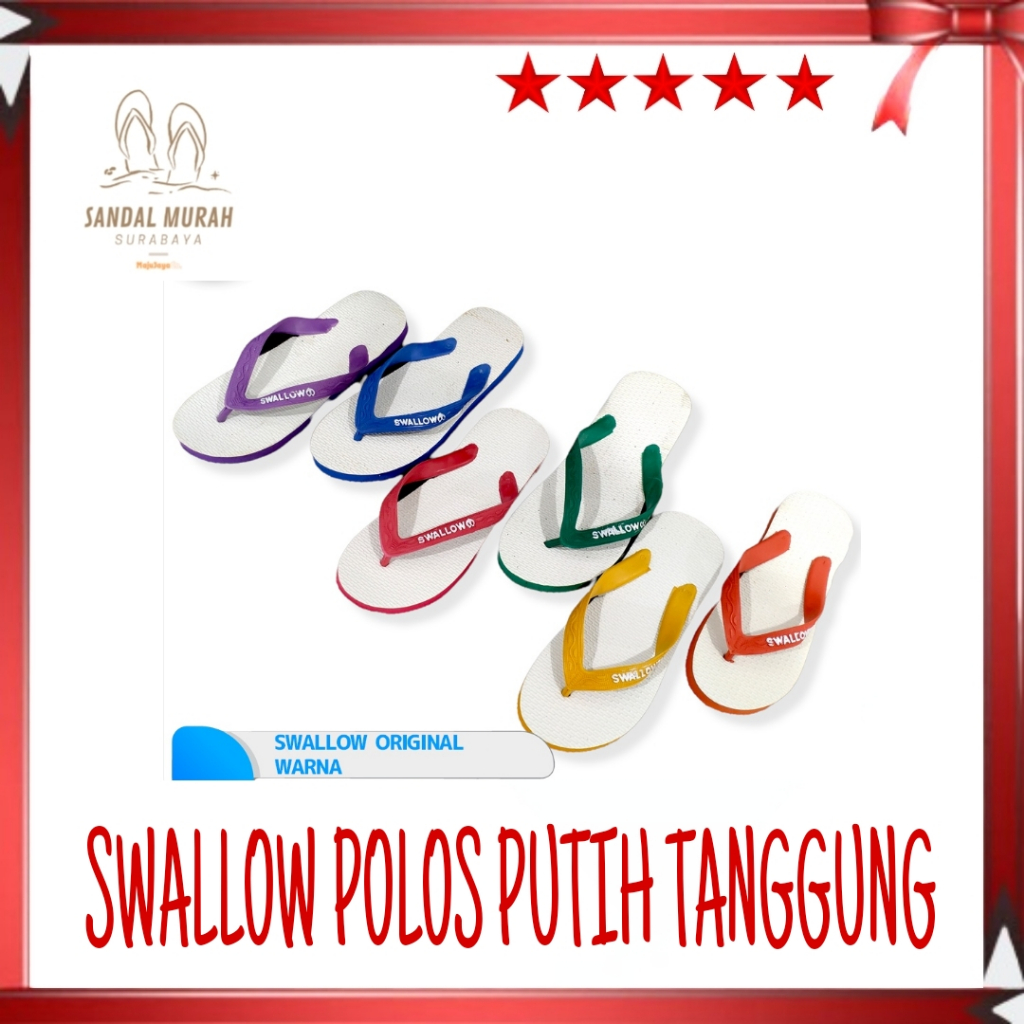 Sandal Sendal Jepit Japit Swallow Polos Putih Tanggung