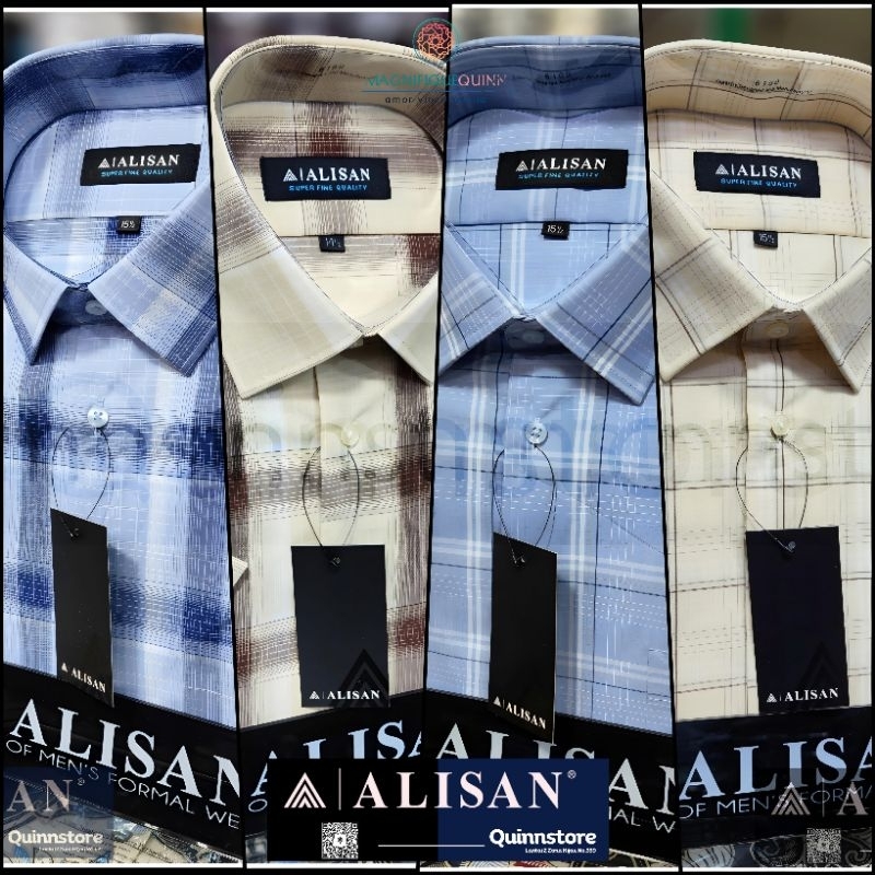ALISAN Original Kemeja Motif Garis Kotak - Lengan Pendek - Reguler - Varian Motif Warna - Size 14 - 