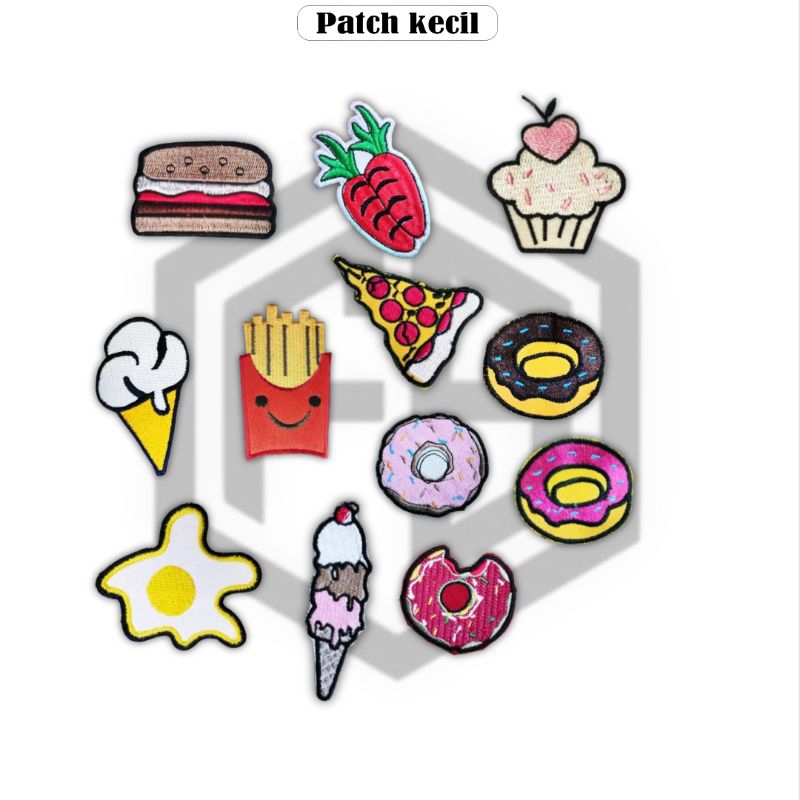 Patch Bordir Gambar Makanan Lucu Aksesoris Iron Patch Bordir