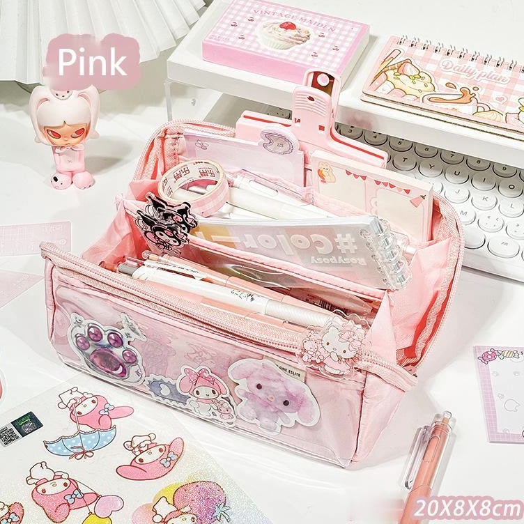 

Stock Banyak Tempat pensil sederhana berkapasitas besar hadiah kotak alat tulis anakanak yang indah