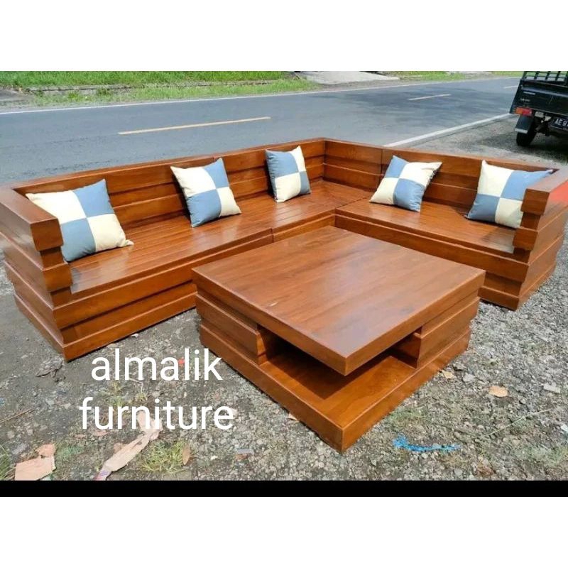 Kursi sudut box kayu jati murah