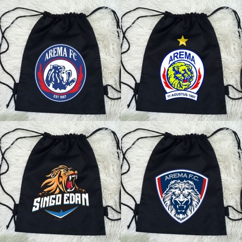 Tas Serut Arema FC Club Sepak Bola Indonesia 100% Baby Kanvas Tebal / Tas Sekolah Sports Aremania / 