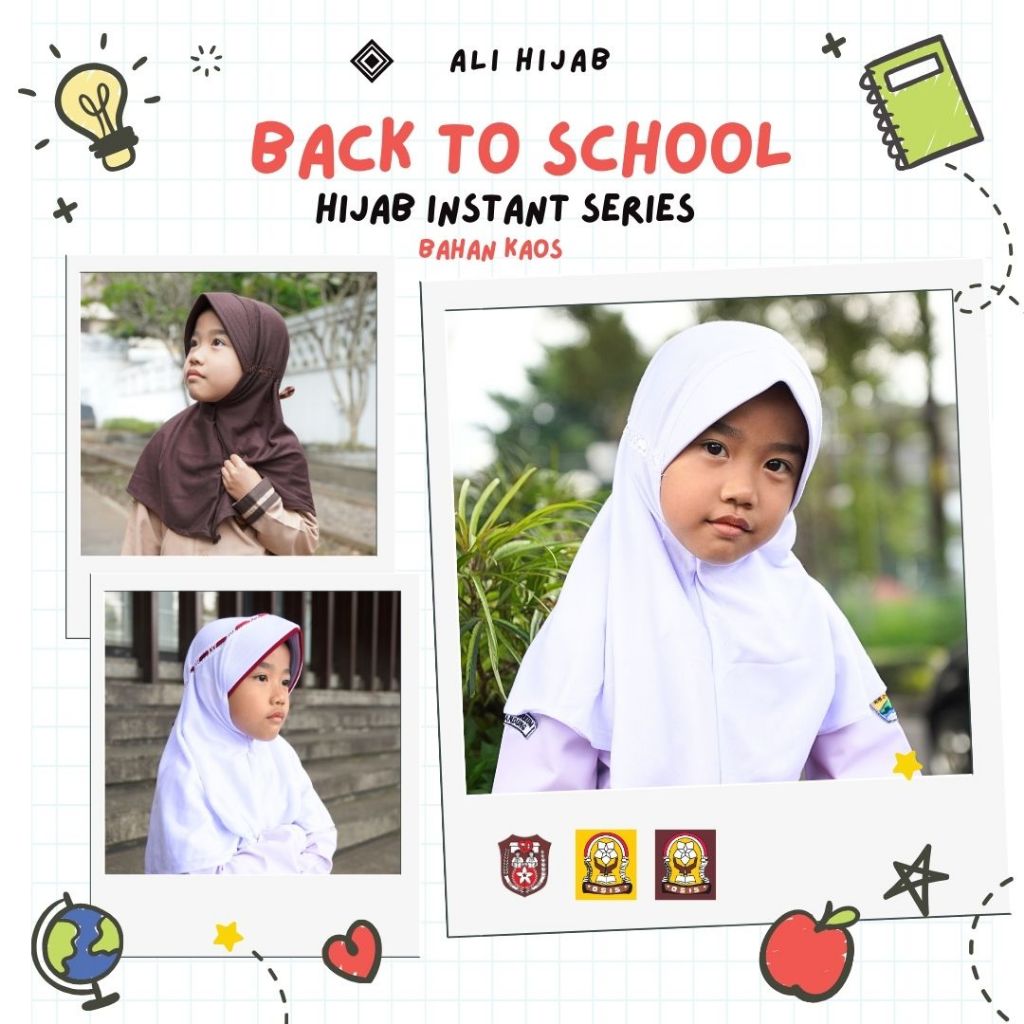 Hijab Anak Sekolah Instan SD SMP SMA Kaos
