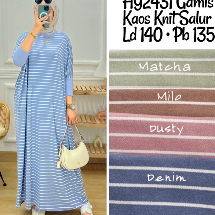 1111 Gamis kaos knit salur import premium
