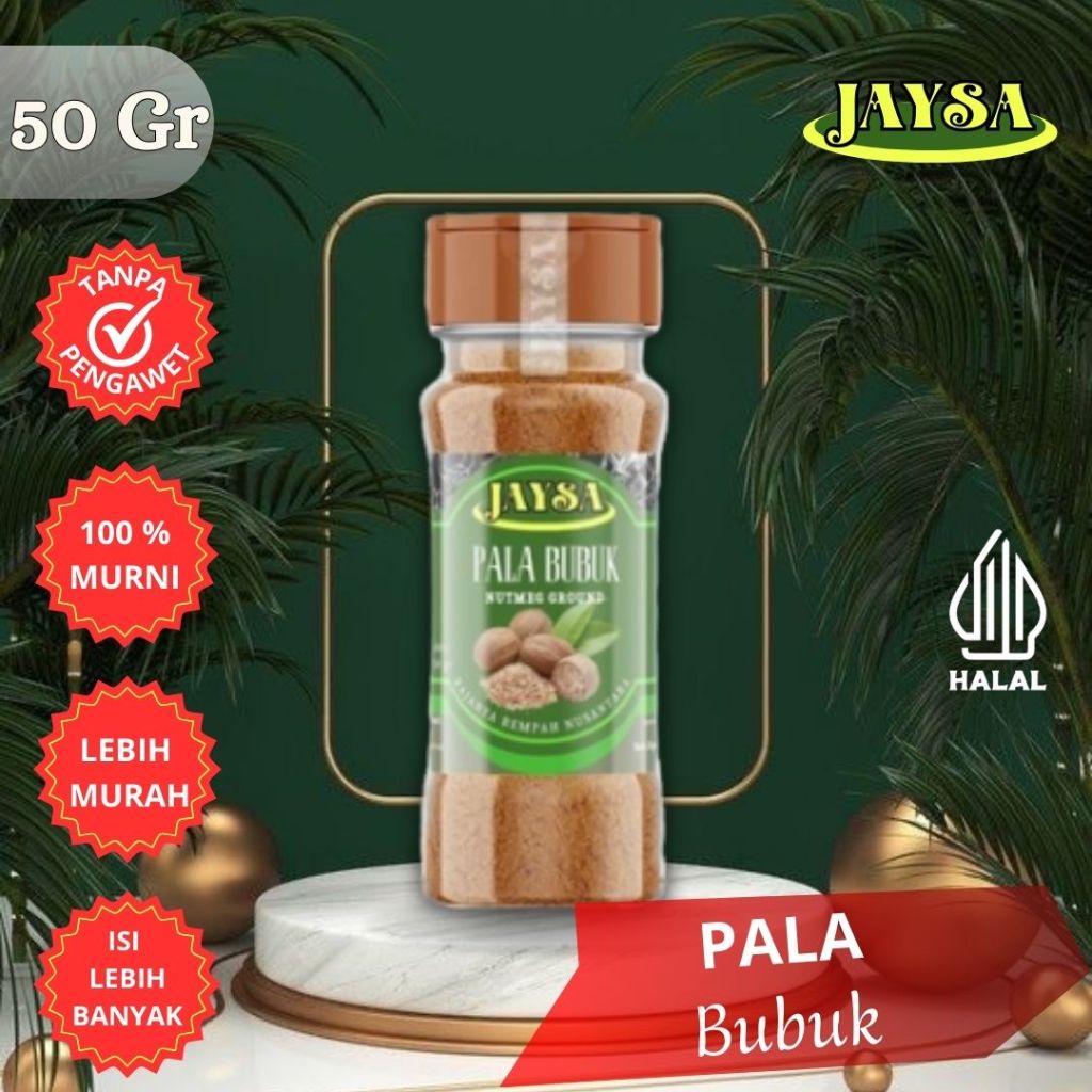 

JAYSA - Pala Bubuk 50 gr / Ground Nutmeg / Pala Bubuk Murni / Pure Nutmeg Powder / Nutmeg Powder / Pala Bubuk Premium / Premium Nutmeg Ground / Pala Bubuk Asli / Nutmeg Powder