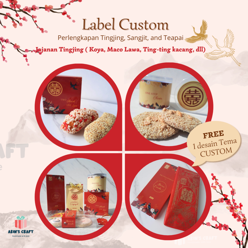 Label kue Sangjit / Label kue Tingjing / Tea Pai / Label Custom