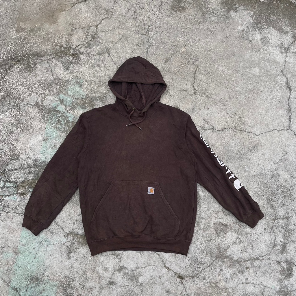 Hoodie Carhartt Second Original Spell Out Warna Dark Brown