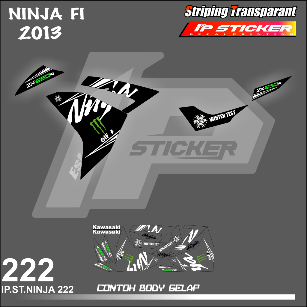 NINJA 250 FI 2013 (COD) STIKER STRIPING MOTOR KAWASAKI NINJA 250 FI HOLOGRAM DAN TRANSPARAN