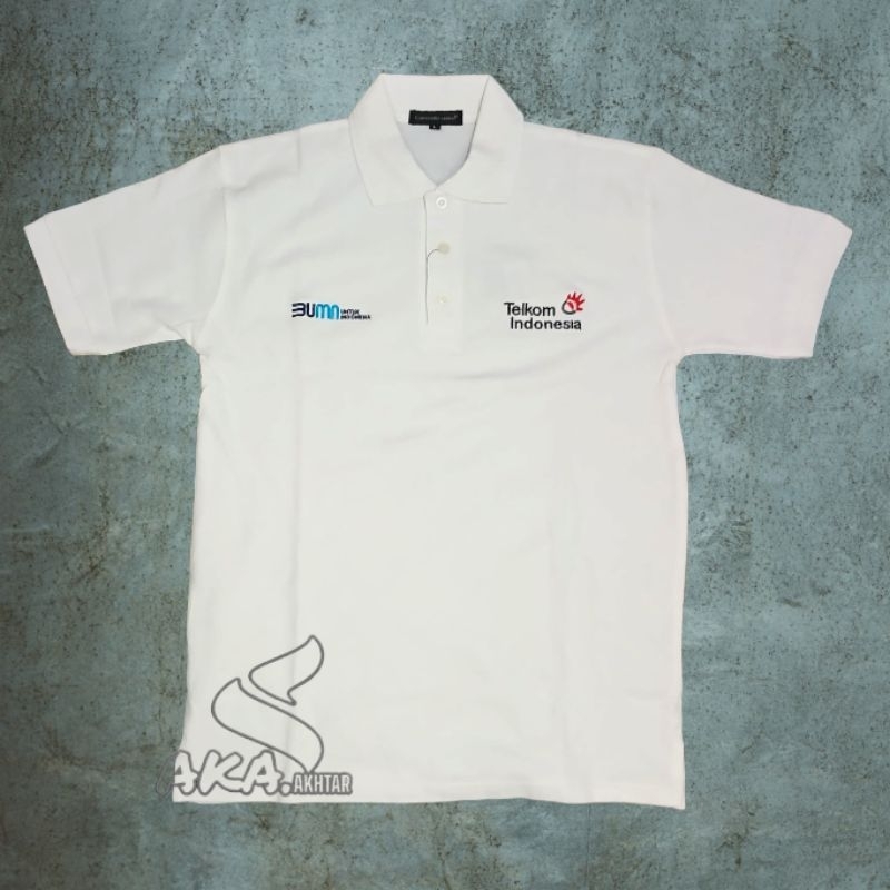TSHIRT PUTIH  POLO KATUN BUMN TEKLOM INDONESIA KAOS KERAH PUTIH POLO TELKOM INDONESIA KAOS KERAH BUM