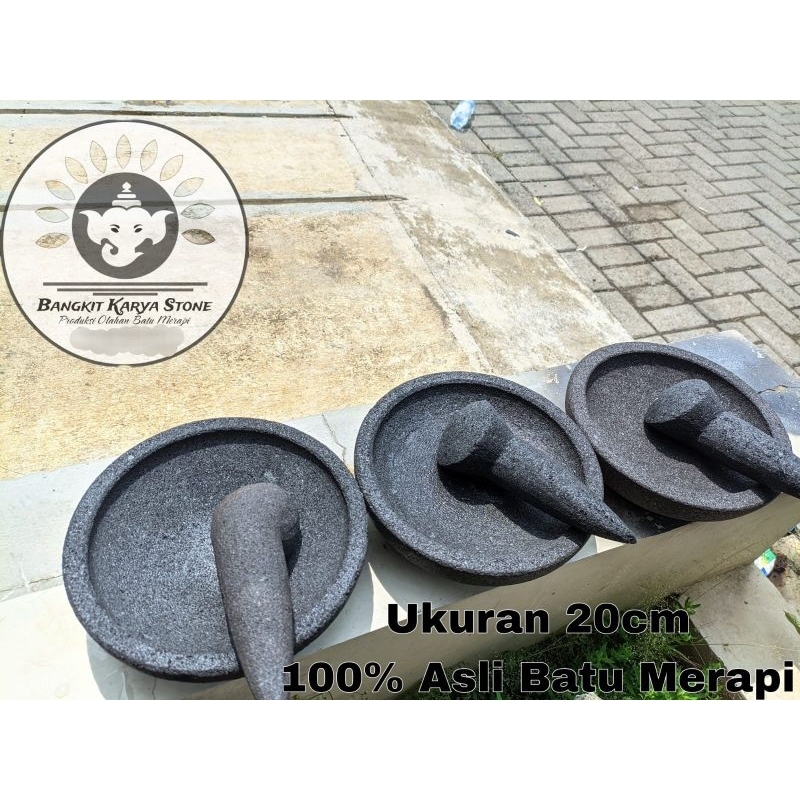 Cobek coet layah  Batu Merapi Ukuran 20cm FREE ULEKAN