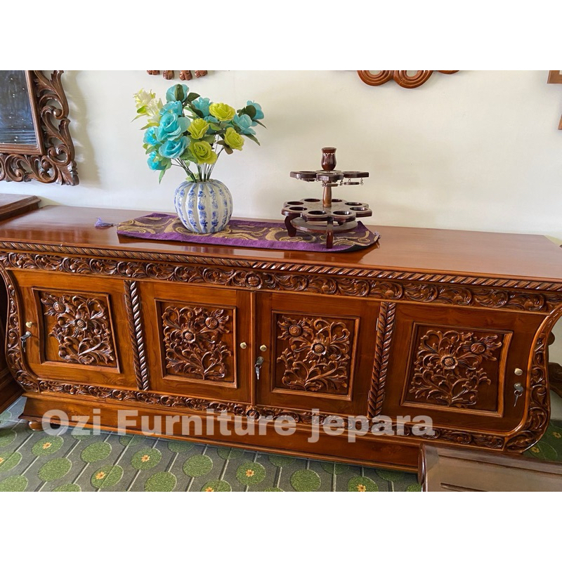 Bufet Biola-Bufet tv Biola-bufet cantik-bufet ukir kayu jati jepara