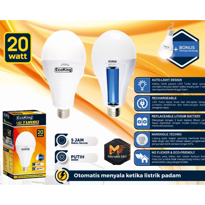 Mitraanda88 Lampu Led Emergency Bohlam Lampu Magic 2W Sentuh ecoking led turbo