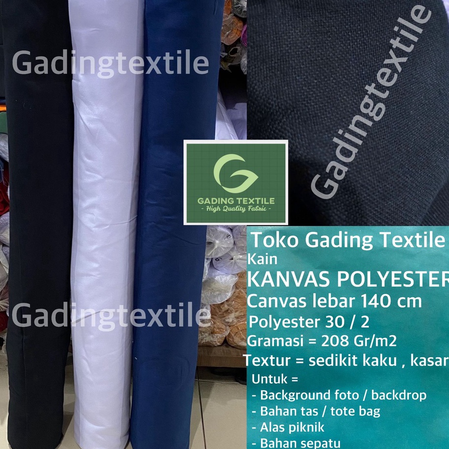 Terbaru  per setengah meter  kain KANVAS POLYESTER canvas PE warna hitam biru navy putih lebar 14 cm
