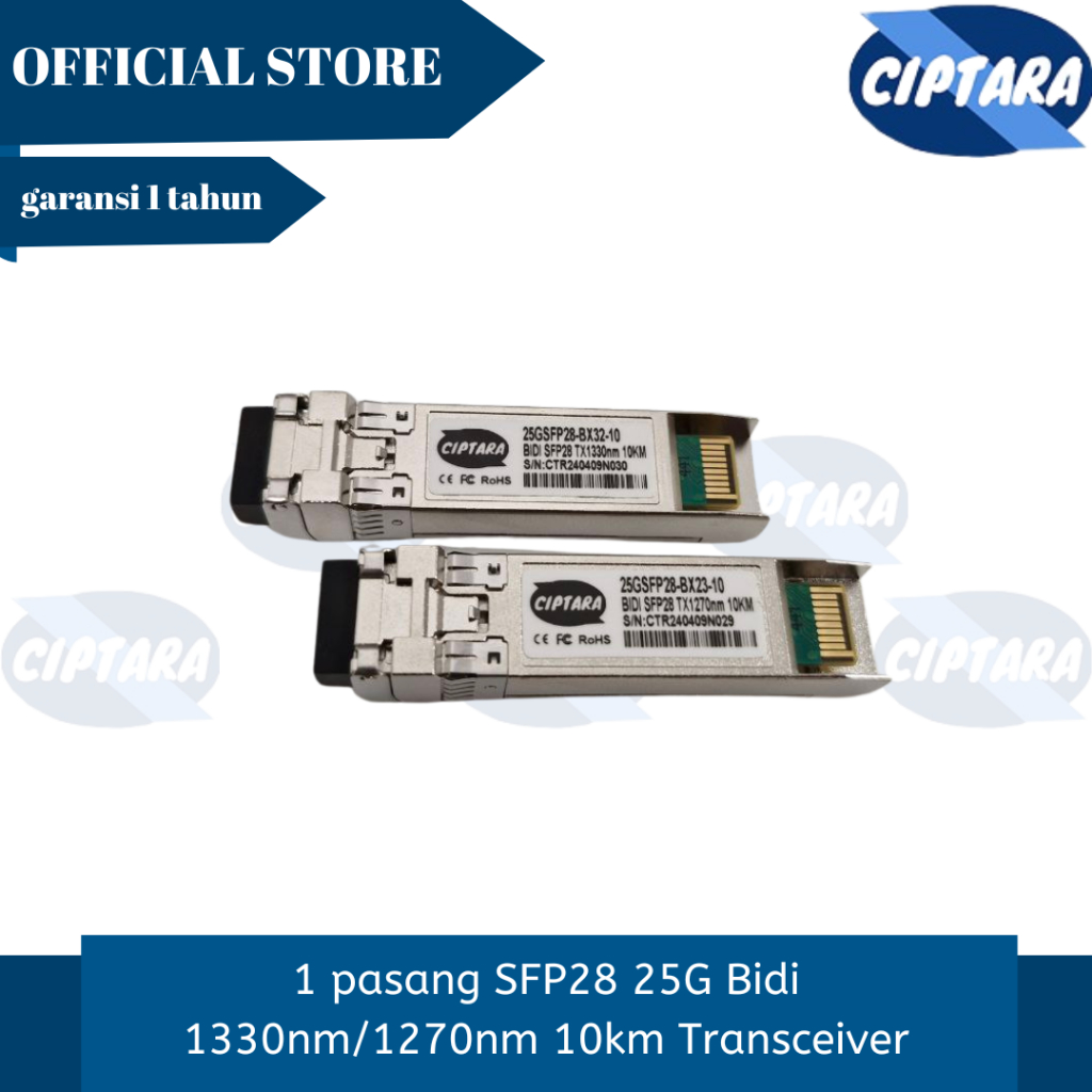 1 pasang SFP28 25G Bidi 1330nm/1270nm 10km Transceiver