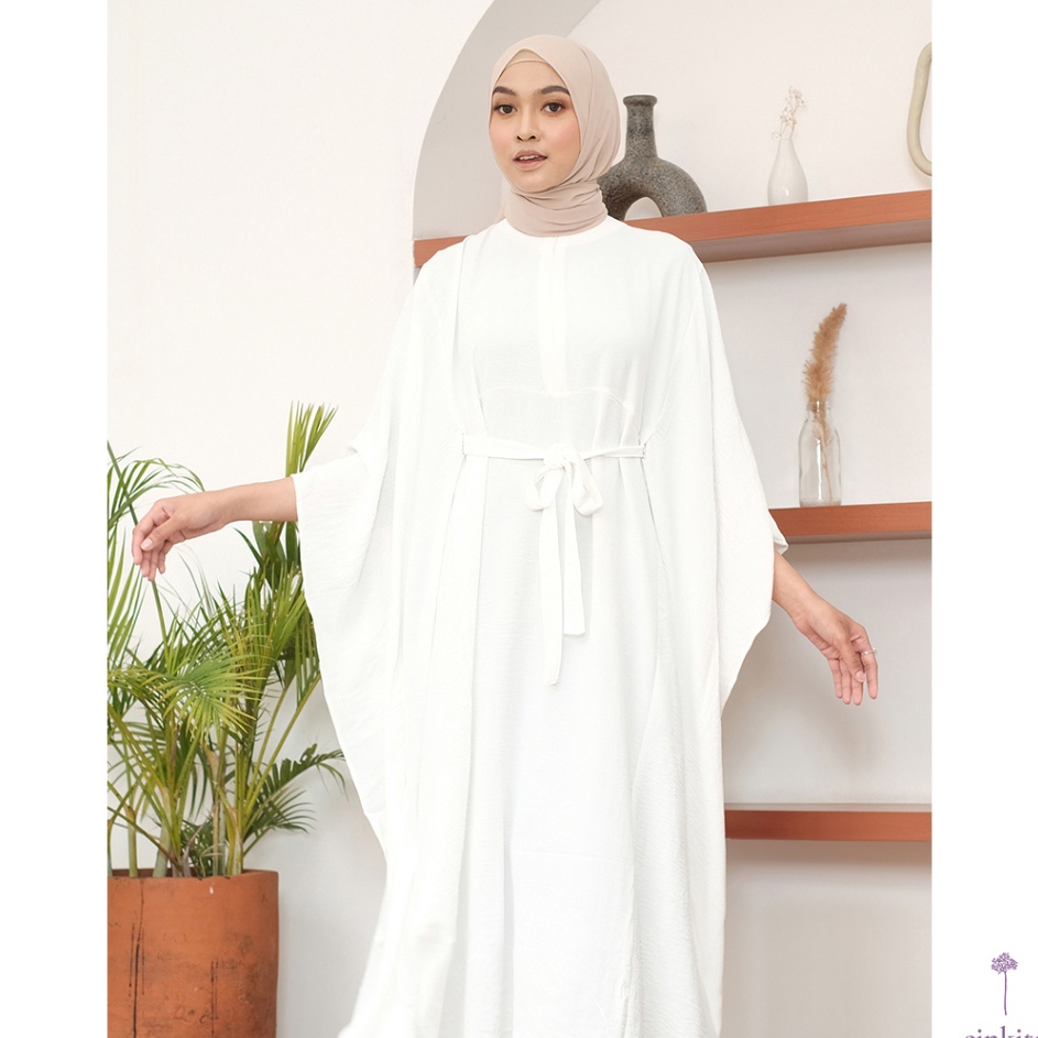 Seller Cinkita Kaftan Dress Panjang Hijaber Aska Putih White