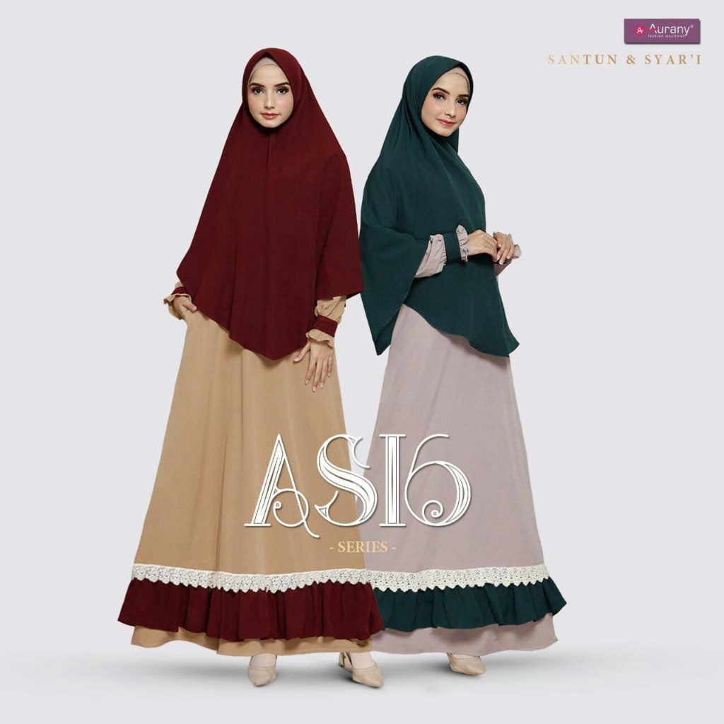 SET BAJU BUSANA MUSLIM WANITA SYARI PREMIUM AS 16 BY AURANY PAKAIAN PEREMPUAN DEWASA BUSUI OUTFIT RE
