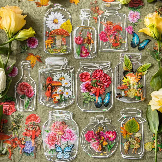 

40pcs /Pack Stickers PET Dream wish bottle Series plant decoration