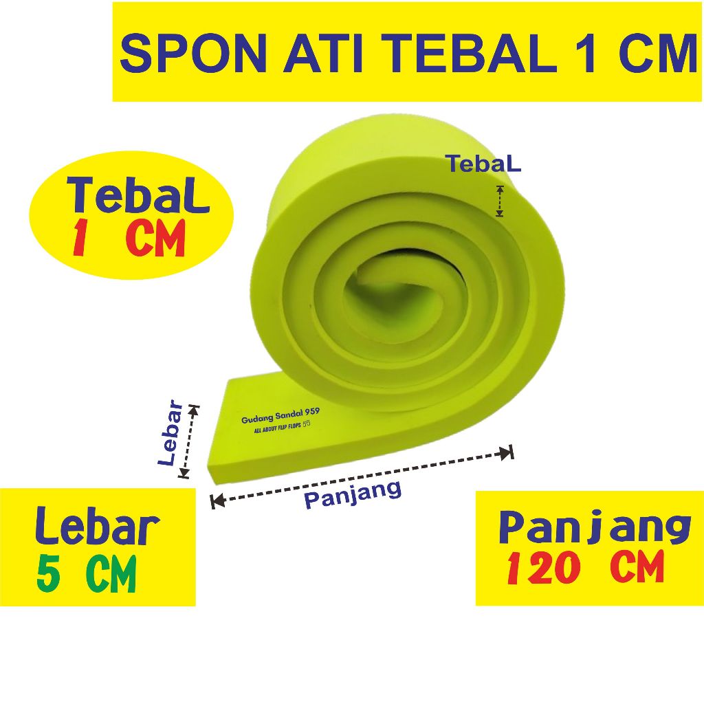 ( LIMBAH ) SPON ATI / BUSA ATI / SPON EVA TEBAL 1 CM WARNA HIJAU UKURAN 5 CM X 120 CM BENTUK POTONGA