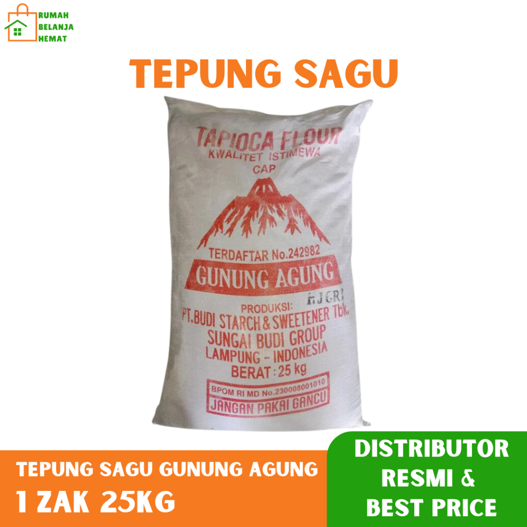 

Tepung Tapioka Tepung Sagu Gunung Agung Tapioca Flour Kemasan 1 Zak 25kg