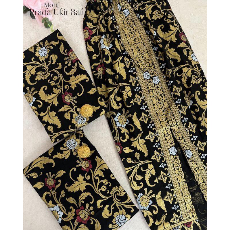 Rok Prada Bali Wanita Modern Murah Berkualitas Rok Span Kamen Jadi Motif Ukir Raja Gold Hitam Emas B
