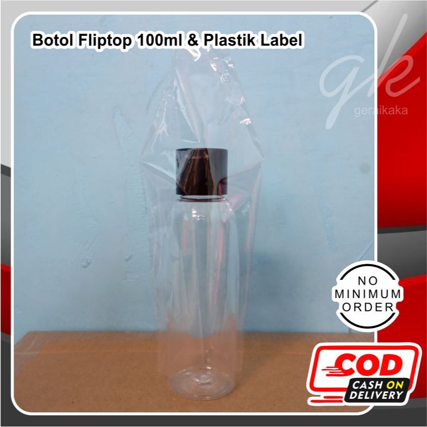 ( PROMO PAKET ) BOTOL FLIPTOP BENING uk. 100ml + PLASTIK SEGEL / KEMASANNYA , Botol Flip Top PET & P
