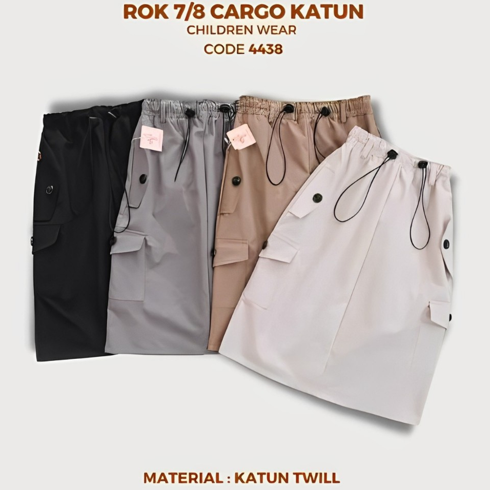 Rok Cargo Anak Perempuan Rok Anak Tanggung Fashion Anak Perempuan Rok 7/8 Anak Cewek Usia 2-12 Tahun