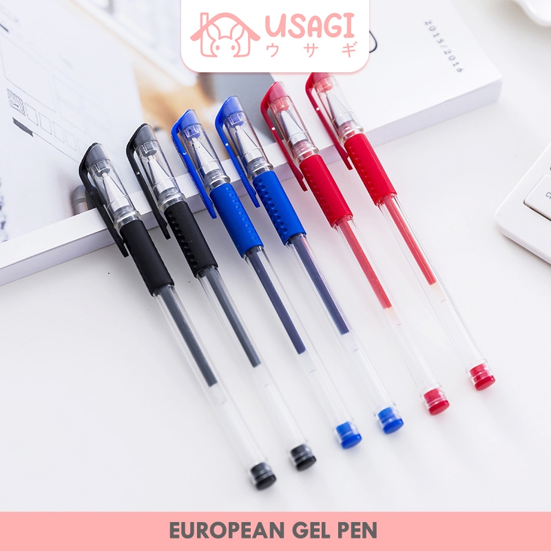 

USAGI OFFICIAL - European Gel Pen / Pena Pulpen Standard Kantor Rumahan Sekolah 3 Warna / Pena Gel 0.5 mm Hitam Biru Merah / Pena JOYKO STANDARD DELI ZEBRA AIMILO