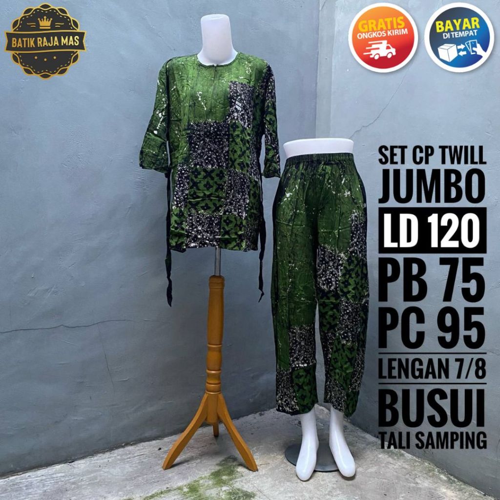 One Set Wanita Kekinian Dewasa Jumbo Terbaru Rayon Twill Ori Pekalongan Motif Batik Abstrak Busui Re
