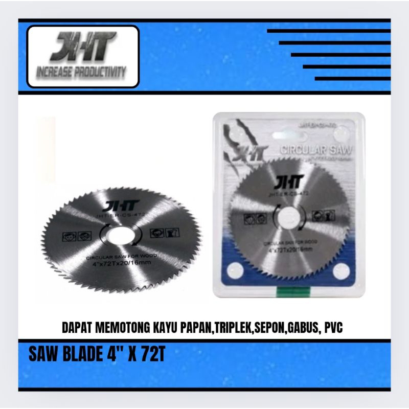 JHT Mata Potong Gerinda Potong Kayu Mata Gergaji Kayu Triplek Sepon Gabus 4'x72T