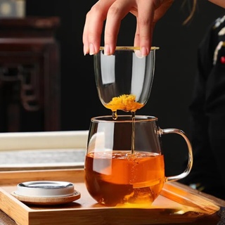 Gelas Saringan Aesthetic Unik Gelas Kaca Cangkir Saring Tahan Panas Seduh Herbal Rempah Gelas Teh Ra