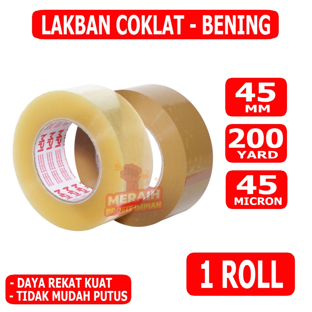 

Supet Hemat!! Lakban Coklat - Bening 200 Yard - Lakban MPI 45 mm x 200 yard - Lakban Packing