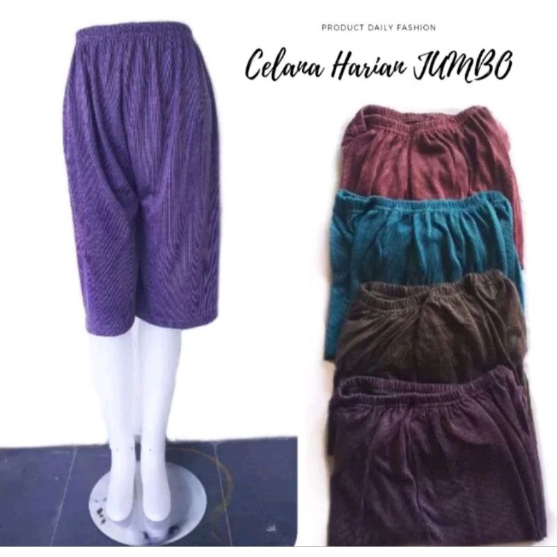 Celana Pendek Wanita / Celana Kolor Harian 7/8 Jumbo / Celana Salur Ada Saku