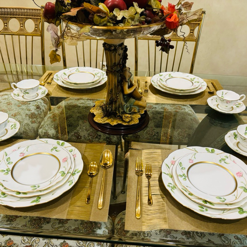 Dinner Set Narumi Rosy Lane 20 Pcs Mewah Cantik - Piring Makan Set