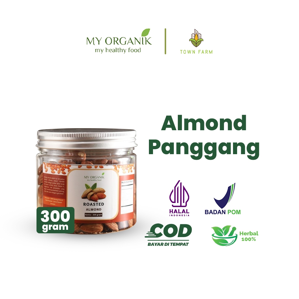 

My Organik Kacang Almond Panggang Kupas GRADE A PREMIUM Cemilan Sehat Almond Roasted