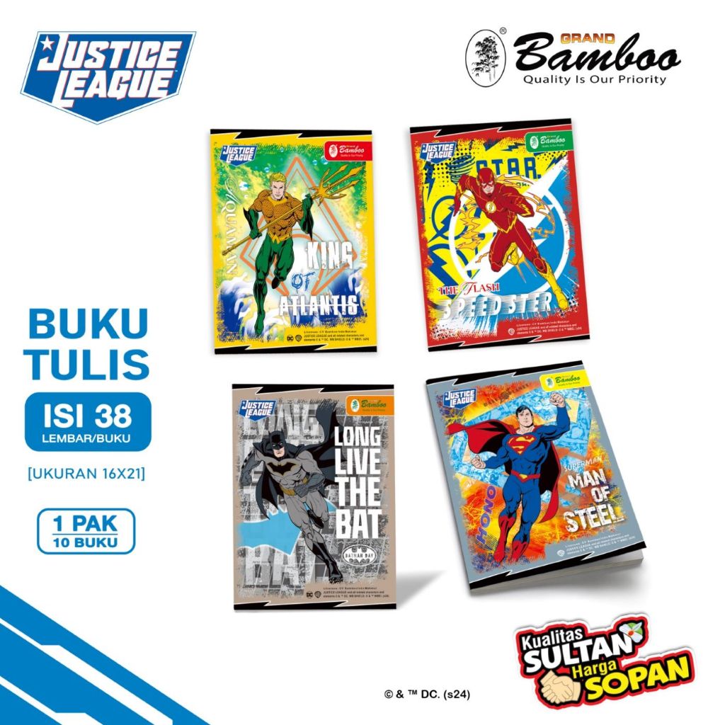 

Bamboo Buku Tulis Kwarto 38 Justice League Series [1 pak/10 buku]