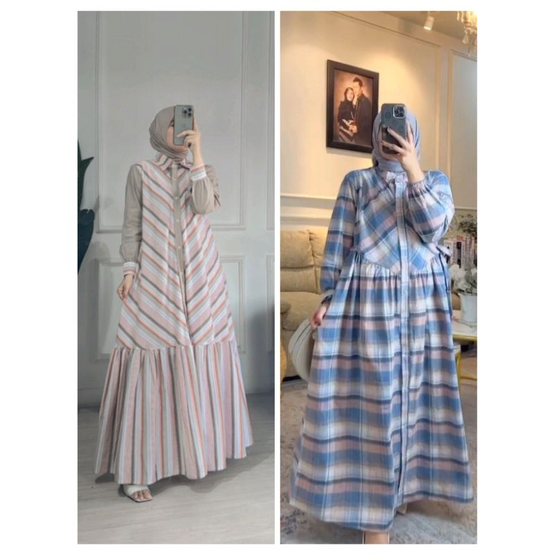 Ready dress cotton triset Athayaa || dress triset terbaru