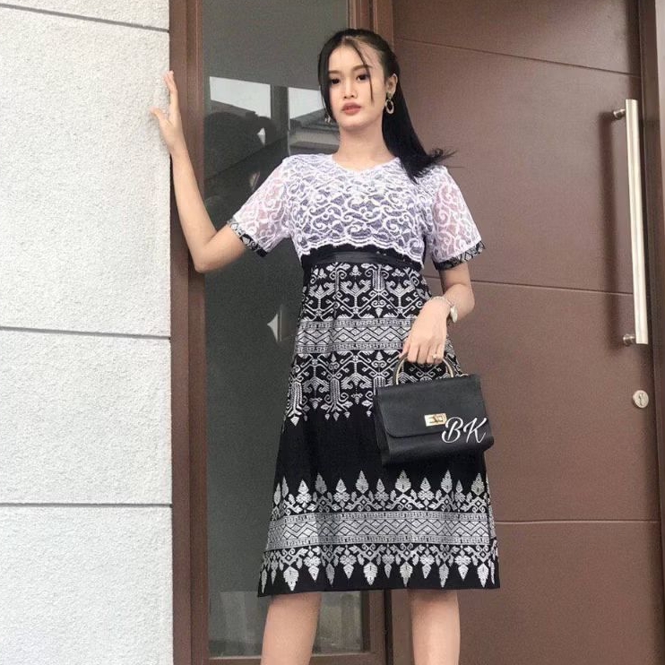 Anjani Brokat Dress Katun Songket Batik Wanita Dewasa Batik Printing Exclusive