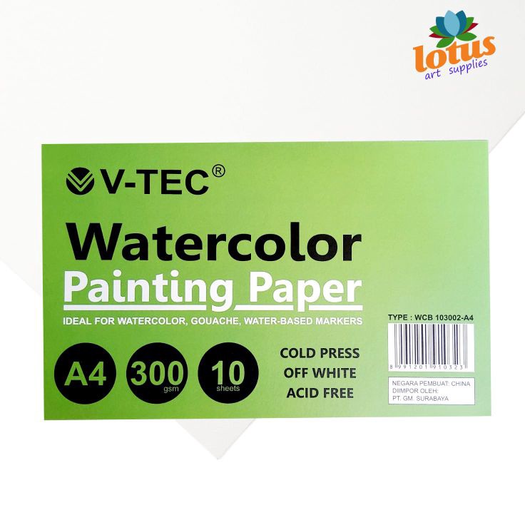 

Sale VTEC Watercolor Paper A4 3gsm 1 Sheets Cold Pressed Painting Paper Kes Gambar