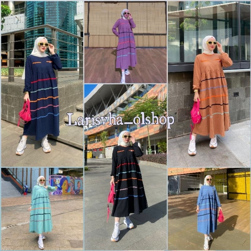 MIDI DRESS STRIPI ORIGINAL DM3_CLOTH TERBARU