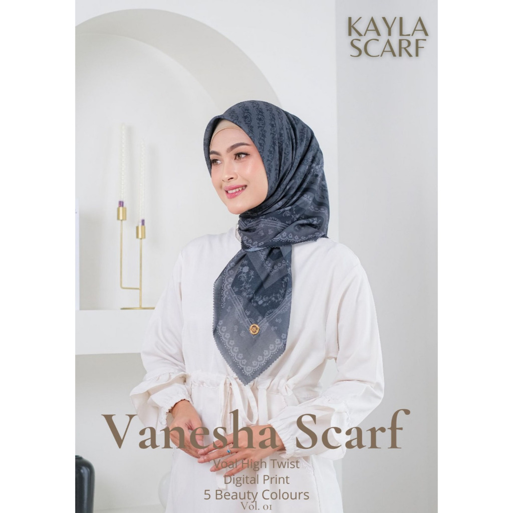 Kerudung Segiempat Voal High Twist/ HT motif Vanesha Scarf series by kayla signature/ kayla scarf ex