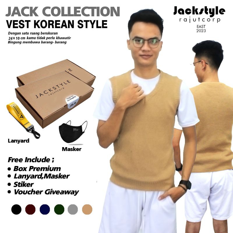 Rompi Rajut Polos Pria Korean Style Casual Tebal | Vest Knit School Premium
