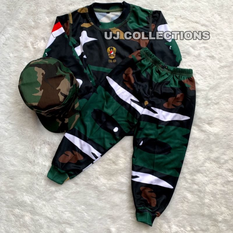 SETELAN JERSEY ANAK PANJANG FREE TOPI PET LORENG MALVINAS - BAJU SETELAN JERSEY ANAK SATU SET LORENG