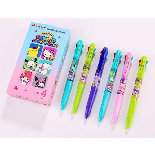 

12pc Bolpen Pulpen Pen 4 Warna Kuromi Melody Sanrio Fancy