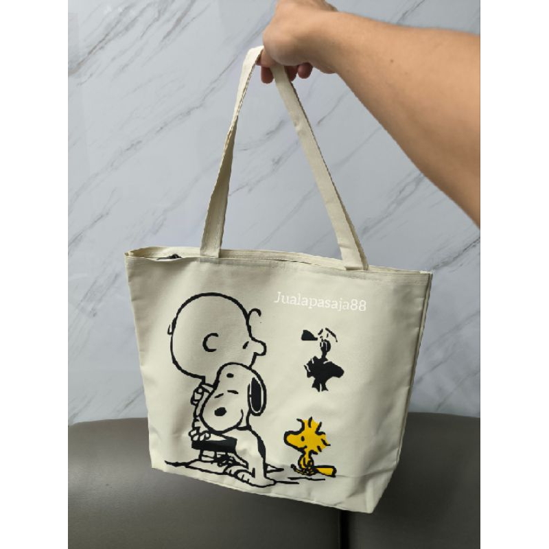 Tas snoopy/snoopy tas/tote bag snoopy/snoopy tote bag/totebag snoopy/tas cangklong/tas wanita/tas ku