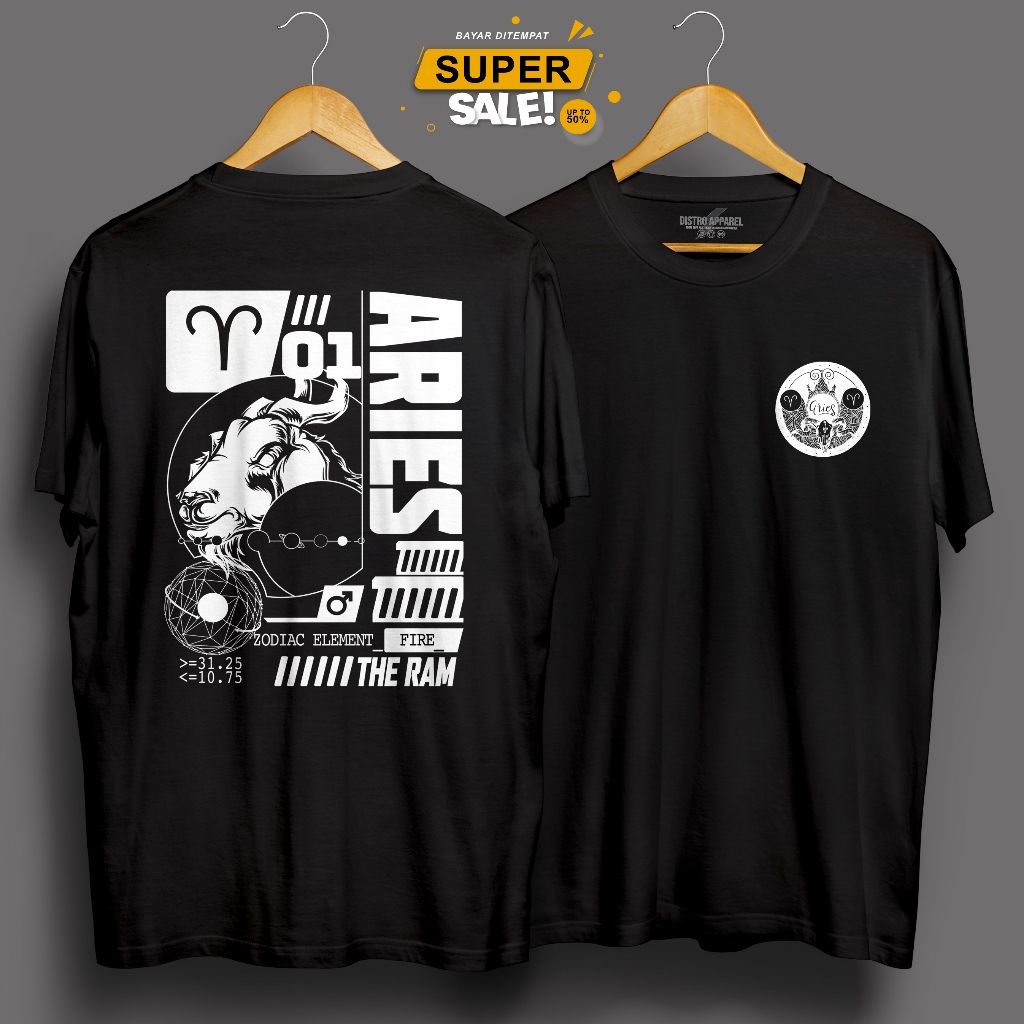 Tshirt Baju kaos ZODIAK ARIES kaos zodiak/kaos distro keren/kaos unisex pria-wanita