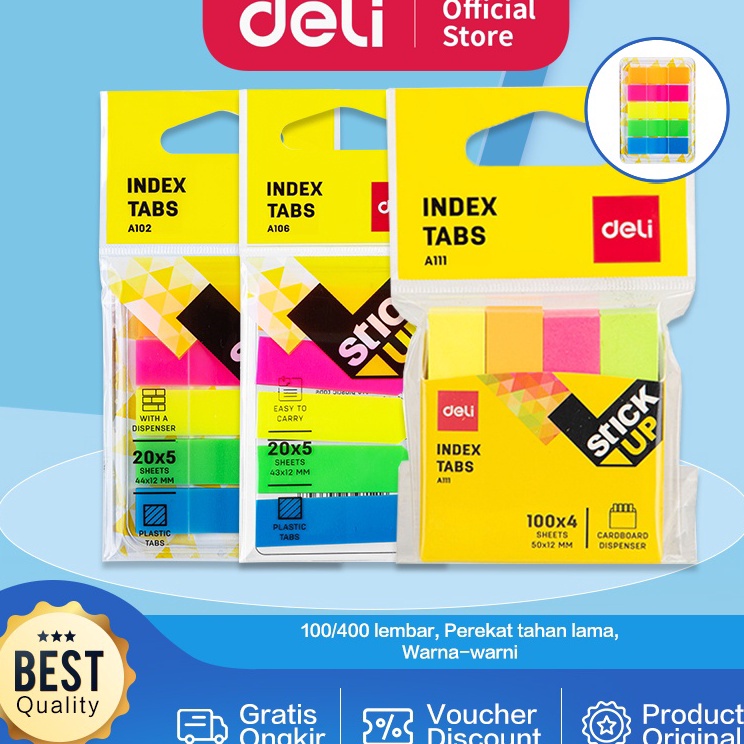 

Seller Deli Index Tab penanda warna cerah melekat media yang ditempel tetap bersih EA122