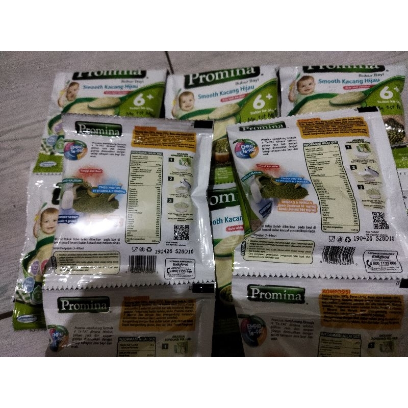 promina bubur bayi 6+bulan smooth kacang hijau isi 4 sachet 20gr