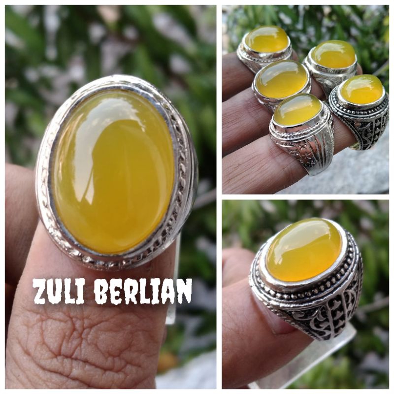Cincin batu akik yellow Chalcedony
